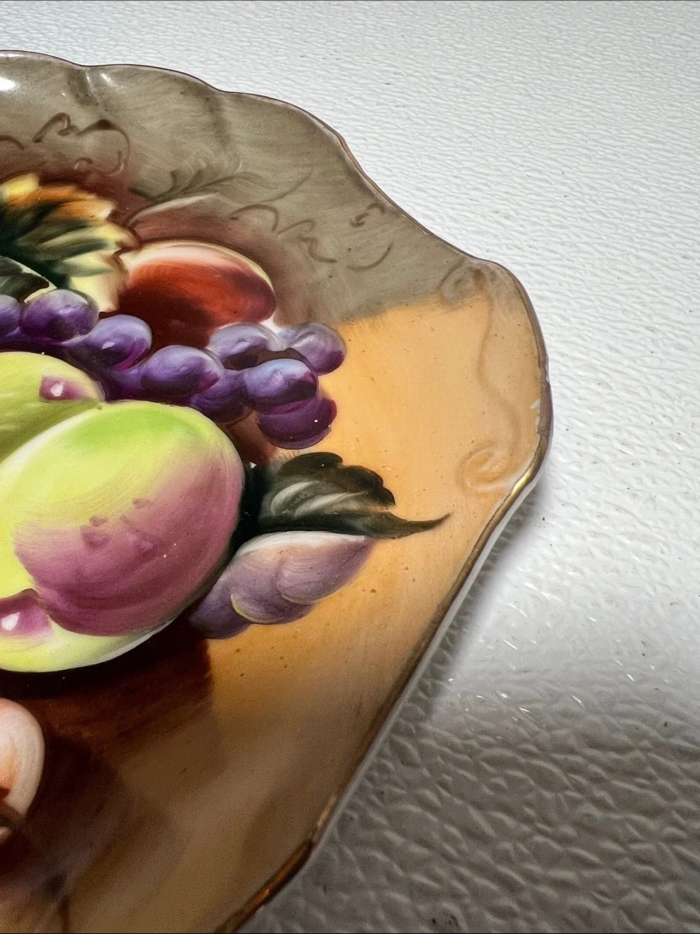 Vintage Lefton Hand-Painted Fruit Motif Porcelain Plate and Oval Bowl - Pair